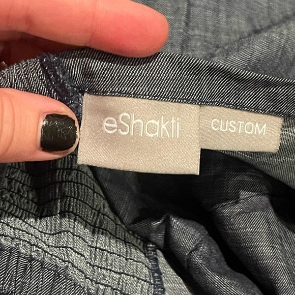 EShakti chambray halter tie neck sweetheart neck midi dress - Picture 10 of 11